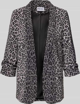 Pieces Regular Fit Longblazer mit Allover-Muster Modell BOSELLA in Dunkelgrau, Größe XL