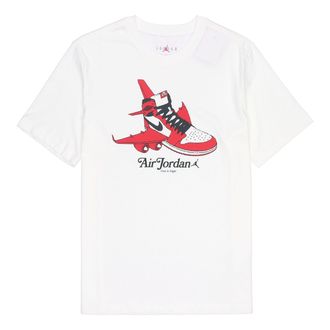 Nike Jordan Air Jordan Shoe Alphabet Printing Round Neck Short Sleeve Unisex White DN1443-100