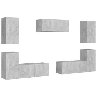 Berkfield Home 7 Piece TV Cabinet Set Concrete Grey Engineered Wood