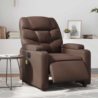 vidaXL Sill&oacute;n De Masaje Reclinable El&eacute;ctrico Cuero Sint&eacute;tico Marr&oacute;n Vidaxl