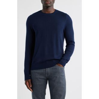 Nordstrom Crewneck Cotton & Cashmere Sweater in Navy Night at Nordstrom, Size X-Large