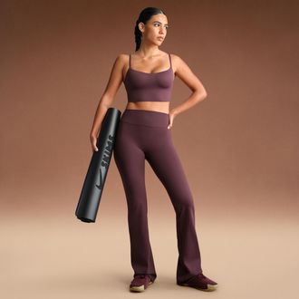 Nike Womens SKIMS Matte High-Waisted Slim Flared Leggings in Red | BOLEG7138W-CUR