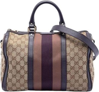 Gucci Pre-owned Handbags, female, Beige, Size: ONE SIZE Pre-owned Canvas Satchel