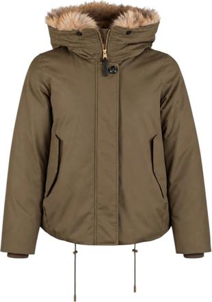 Woolrich Parka corta in cotone con pelliccia sintetica - - Jackets - Donna - Verde - S