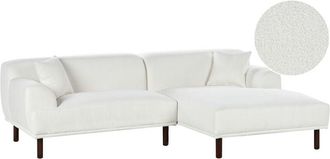 Beliani Corner Sofa 3 Seater HOLT Boucle White Left Hand