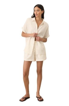 Pact Organic Cotton Coastal Double Gauze Shorts in Cream at Nordstrom, Size Xx-Large