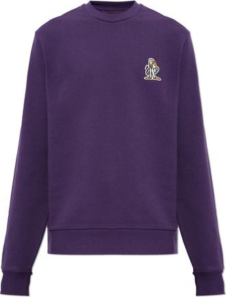 Moncler Sweatshirt met Patch - Heren - Sweatshirts - Paars - XL - Katoen - Hoodies & sweatvesten