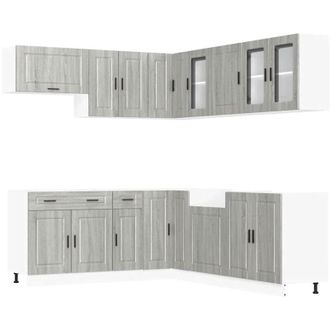 vidaXL Vidaxl - Mueble cocina Porto sonoma gris 11 pzas madera contrachapada