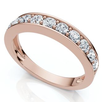 Pompeii3 4/10Ct Channel & Prong Set Half Eternity Wedding Band 14k Gold Lab Grown