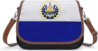 Generic El Sal-vador Flag Wood Womens Crossbody Bag Fashion Shoulder Handbags Message Tote Bag with Adjustable Strap