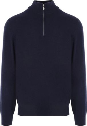 Brunello Cucinelli Lupetto met rits - Heren - Vesten met rits - Blauw - XL - Kasjmier - Hoodies & sweatvesten