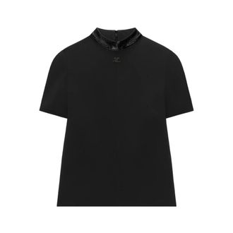 Courr&egrave;ges Dames, Tops, Zwart, Maat: 2XS Zijde