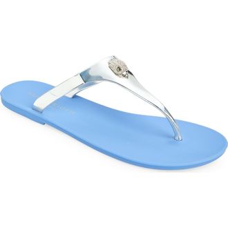 Kurt Geiger Maddison T-Strap Flip Flop in Silver/Blue Multi at Nordstrom Rack, Size 6.5