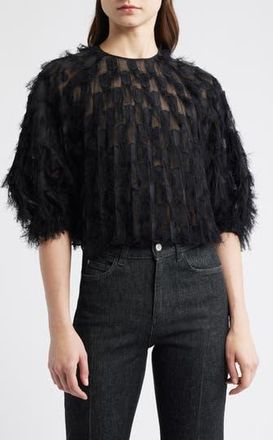 BOSS Baima Fray Texture Top in Black at Nordstrom Rack, Size 0