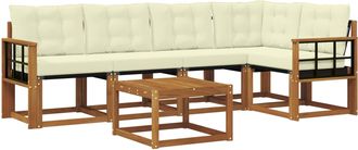 vidaXL Conjunto De Sof&aacute;s De Exterior 6 Uds. Natural Y Crema Vidaxl