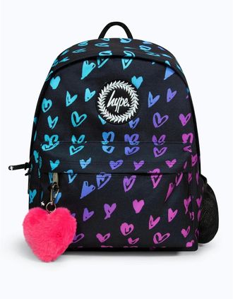Hype Womens Hype Iconic Girls Black Scribble Hearts Backpack