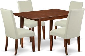 East West Furniture Dining Room Set Mahogany, NODR5-MAH-01