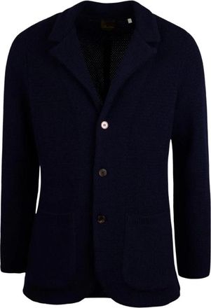 Stenstr&ouml;ms Gebreide Blazer van Getextureerde Wol - Heren - Blazers - Blauw - 2XL - Wol - Jassen