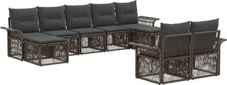 vidaXL Conjunto De Sof&aacute;s De Jard&iacute;n 9 Uds. Gris Rat&aacute;n Sint&eacute;tico Vidaxl
