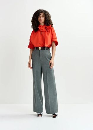 Elisabetta Franchi Ghoul Hg 33 Wijde Broek - Dames - Wijde Broeken - Grijs - L - Broeken