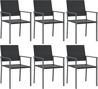 vidaXL Vidaxl - Sillas De Jard&iacute;n 6 Uds Rat&aacute;n Sint&eacute;tico Negro 54x62,5x89 Cm