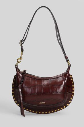 Isabel Marant Oskan Moon Shoulder Bag In Bordeaux Leather