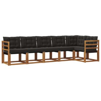 vidaXL Conjunto De Sof&aacute;s De Exterior Con Coj&iacute;n 6 Pcs Natural Y Negro Vidaxl