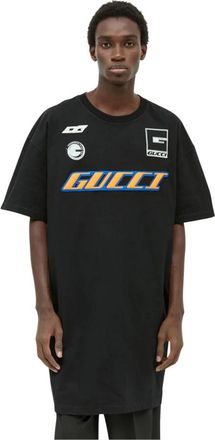 Gucci Tops, Heren, Zwart, S, Katoen, Logo Emblems T-Shirt