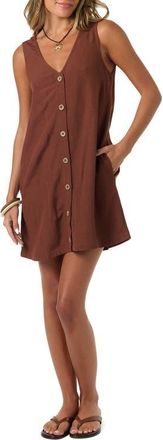 O'Neill Sanders Button-Up Minidress in Coconut Brown at Nordstrom, Size Xx-Large
