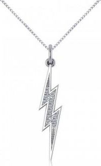 Allurez Diamond Accented Lightning Bolt Pendant Necklace in 14k White Gold (0.06ct)