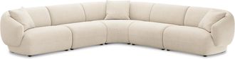 Castlery Auburn Extended L-Shape Sectional Sofa Customized, Performance Linen Weave, Cream, Spill Resistant, Modular for Sofas, Castlery Brand