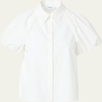Akris Cotton Poplin Puff-Sleeve Shirt