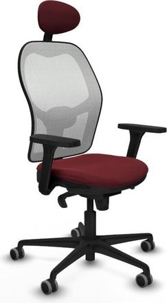 Piqueras y Crespo Piqueras Y Crespo - Jorquera Sincro Malla Blanca Similpiel Granate Brazos 3d Base Nailon Cabecero Fijo Ruedas 65mm Engomada