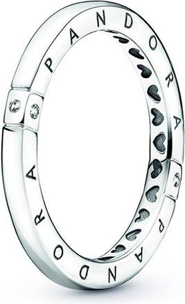 Pandora Signature Silver Cz Logo Ring