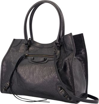 Balenciaga Womens Le City Tote S Shoulder Bag - Balenciaga Leather Black Lambskin Shoulder-Hobo-Bags