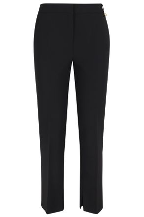 Elisabetta Franchi Black Charm Logo Side-Slits Polyester Formal Pants