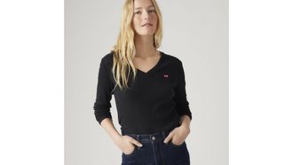 Levi's Essential Housemark Long Sleeve Tee - Womens - 2XS - Black