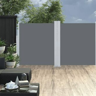 Berkfield Home Retractable Side Awning Anthracite 140x600 cm in Black