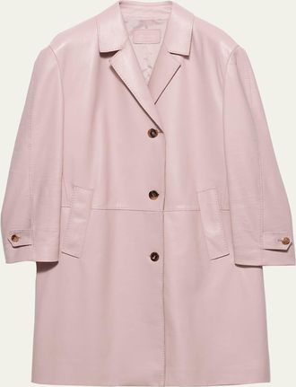 Prada Nappa Leather Single-Breasted Long Coat