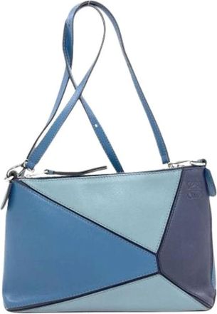 Loewe Pre-owned Cross Body Bags, female, Blue, Size: ONE SIZE Pre-owned Puzzle Shoulder bag