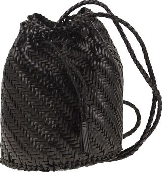 Dragon Pompom Double Jump Bucket Bag mit gewebten Leder