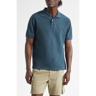 Noah Embroidered Iris Cotton Piqu&eacute; Polo in Emerald at Nordstrom, Size Xx-Large