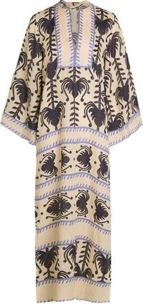 Johanna Ortiz Savannah Patterned Linen Maxi Tunic Dress - Beige - 2 (UK4 / Xxs)