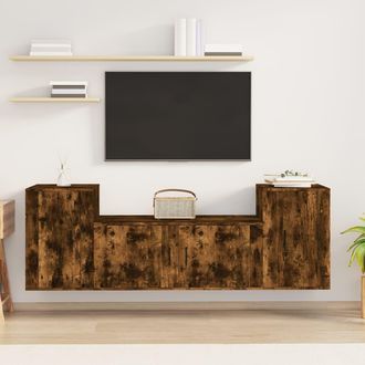 vidaXL Vidaxl - Set De Muebles De Tv 3 Pzas Madera Contrachapada Roble Ahumado