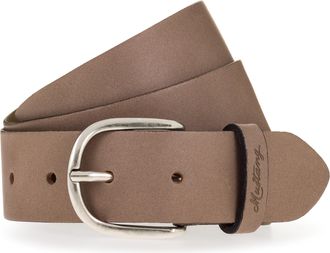 Mustang Lederg&uuml;rtel MUSTANG, Damen, Gr. 100, grau (schwarz taupe), Rindsleder, G&uuml;rtel Lederg&uuml;rtel, Mit gepr&auml;gtem MUSTANG-Logo auf der Schlaufe, 3,5 cm