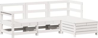 vidaXL 4 Piece Garden Sofa Set White Solid Wood Pine Vidaxl