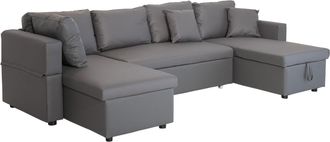 Happy Garden Sof&aacute; Panor&aacute;mico Convertible 4 Plazas Polipiel Gris Scott