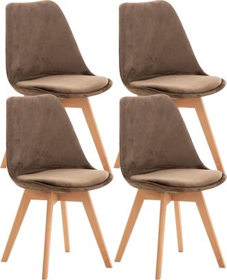 Clp Clp - Set De 4 Sillas De Comedor Linares Marr&oacute;n Oscuro Terciopelo