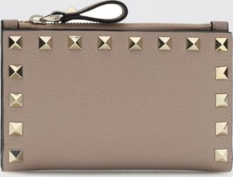 Valentino Garavani Portafoglio bifold Rockstud in pelle di vitello a grana con borchie