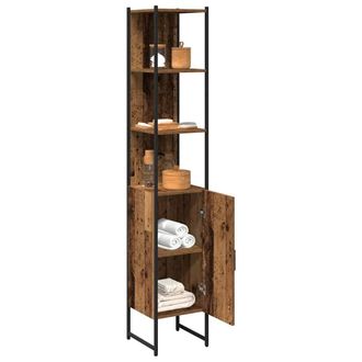 Berkfield Home Five Bathroom Cabinet Old Wood 33x33x185, 5 cm Engineered Wood in Brown
